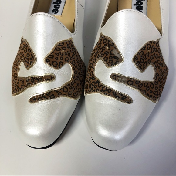 Vintage Shoes - Vintage Lazy Leopard Pearly Classique Block Heels